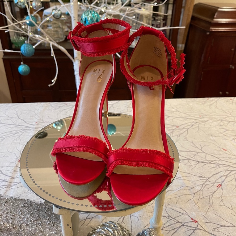 MIX No6 Red 5” Sandal Strap Heels